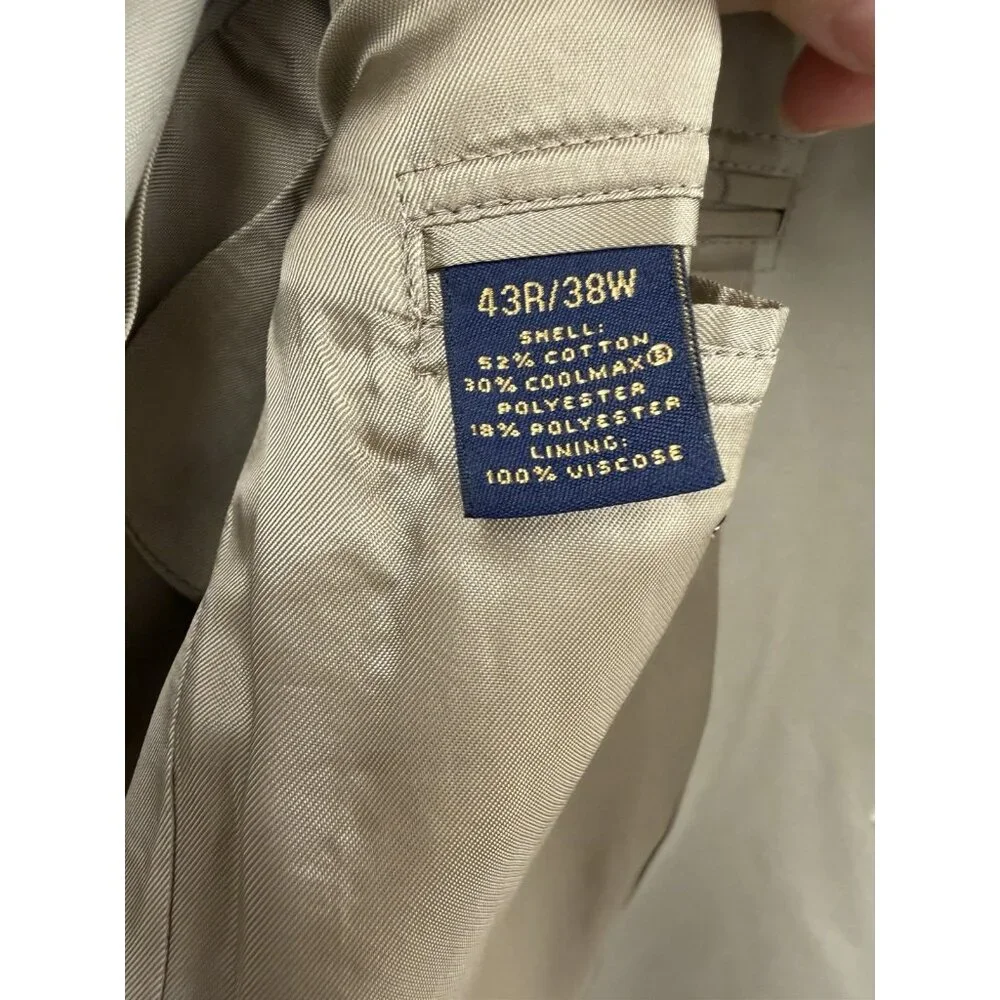 Brooks Brothers Blazer Men 43R Tan BrooksCool Poplin 3 Button Jacket Sports Coat